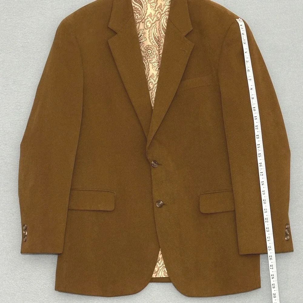 Alan Flusser Mens Jacket 44R Cognac Brown Textured Twill 2 Button Sport Coat
